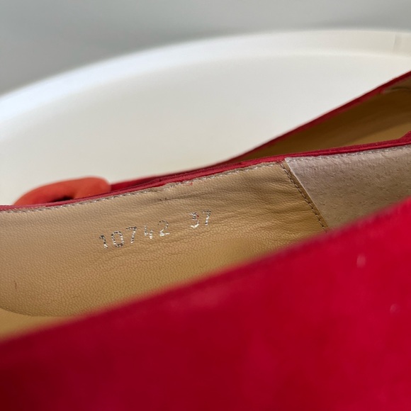 AUTHOR Spain Leather Suede Red Kitten Heel Shoes EU 37/US 6-6.5 - Picture 11 of 13